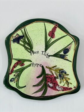 Blue Sky Clayworks Ceramic Tea Light Base Tile / Trivet - Hand Painted Floral